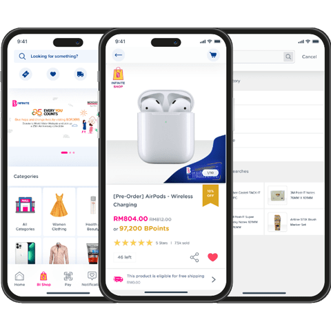 B Infinite mobile application interface - Codexia Technologies