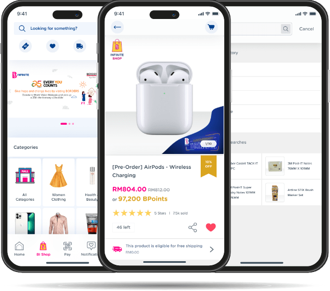 B Infinite mobile application interface - Codexia Technologies