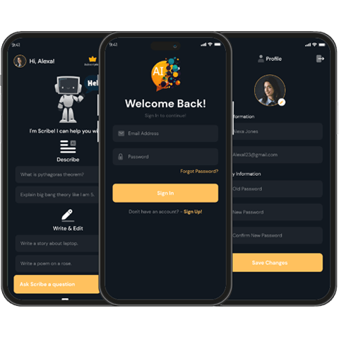 Swipe Scribe mobile app interface - Codexia Technologies