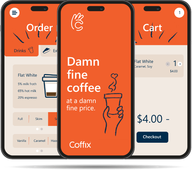 Coffix mobile application interface - Codexia Technologies