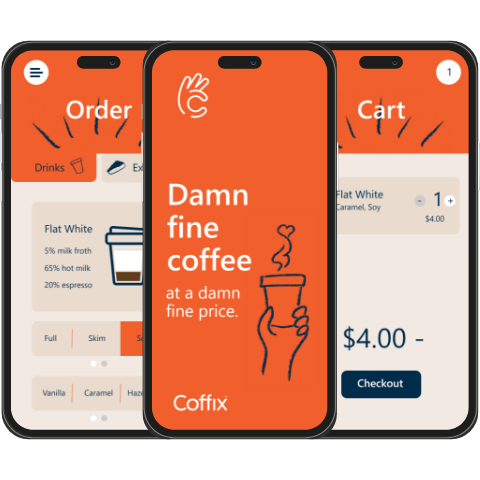 Coffix mobile application interface - Codexia Technologies