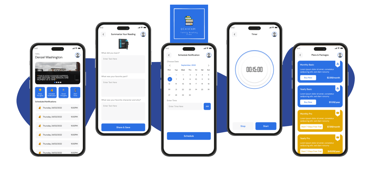 Dearfam mobile app interface - Codexia Technologies