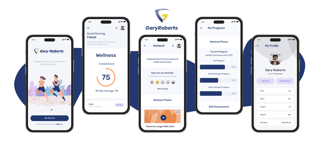 Gary Roberts Training mobile app interface - Codexia Technologies