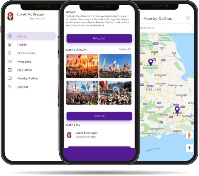 Gath mobile app interface - Codexia Technologies
