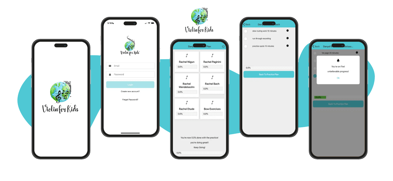 Violin For Kids mobile app interface - Codexia Technologies