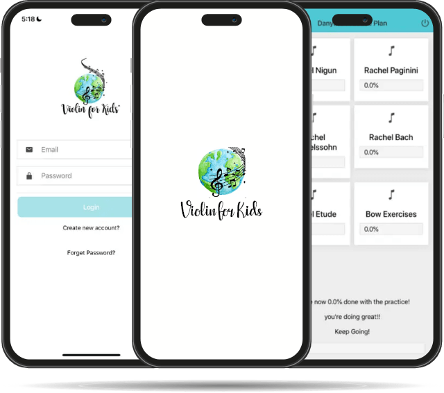 Violin For Kids mobile app interface - Codexia Technologies