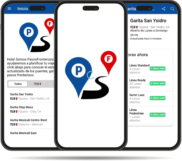 Pasos Fronterizos mobile app interface - Codexia Technologies